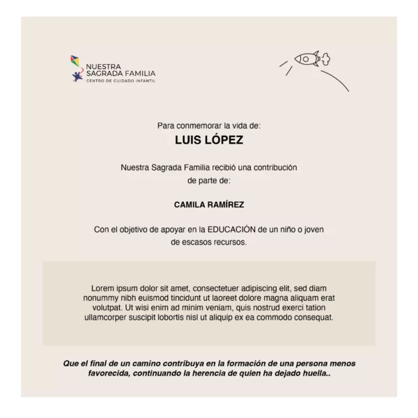 Contribución en señal de CONDOLENCIA